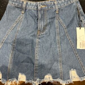 New Distressed Sage denim skirt